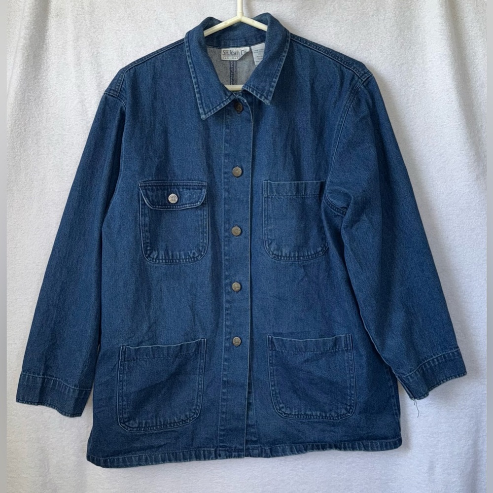 Vintage 90s Sag Harbor size medium oversized blue denim barn jacket - Picture 1 of 7